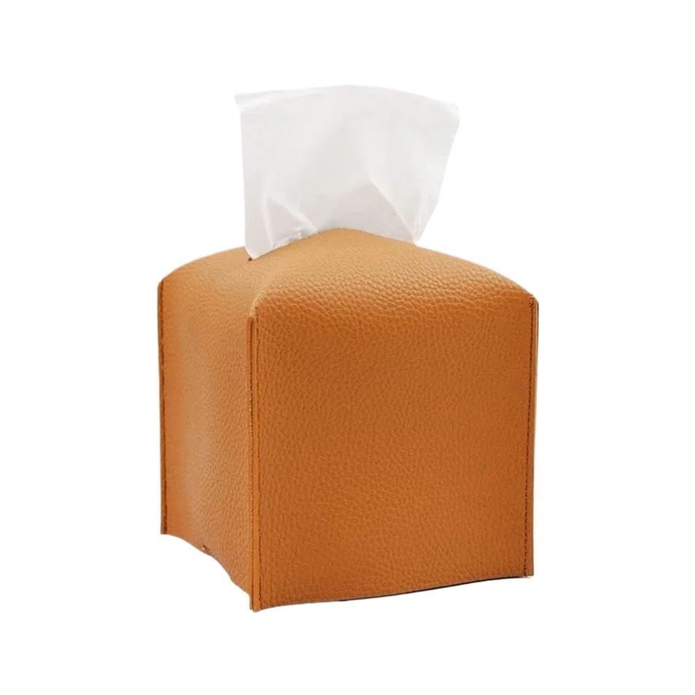 Tissue Box Cover Square Decorative PU Leather Holder Modern Case Facial Paper Organizer Dispenser For Bathroom Countertop(1)
