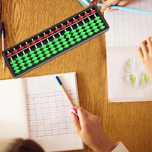 Traditionelle Abakus, Abakus, Berechnungswerkzeug für Kinder Mathematik Ausbildung, 15-stellige Retro Holz Quadrat, chinesische Abakus Berechnung Box,Grün Rot,1 Stück