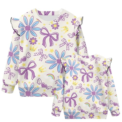 Girls 1-8 Crewneck Long Sleeve Sweatshirts Versatile Ruffle Sweatshirt Girl and Toddlers Crew Neck Sweatshirt2