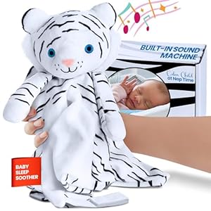 Musical Baby Lovey White Tiger – White Noise & Lullaby Plush – Calms Fussy Babies, Reduces Night Wakeups & Helps Toddlers Sleep Longer – Proven Sleep Aid – BPA-Free, Machine Washable, Newborn Gift