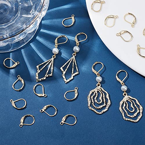 Beebeecraft 50Pcs/Box Leverback Earring Findings 24K Gold Plated Stainless Steel French Earring Hooks 15.5x10x1.5mm Dangle Ear Wire Findings for Jewelry Making - Thumbnail 5