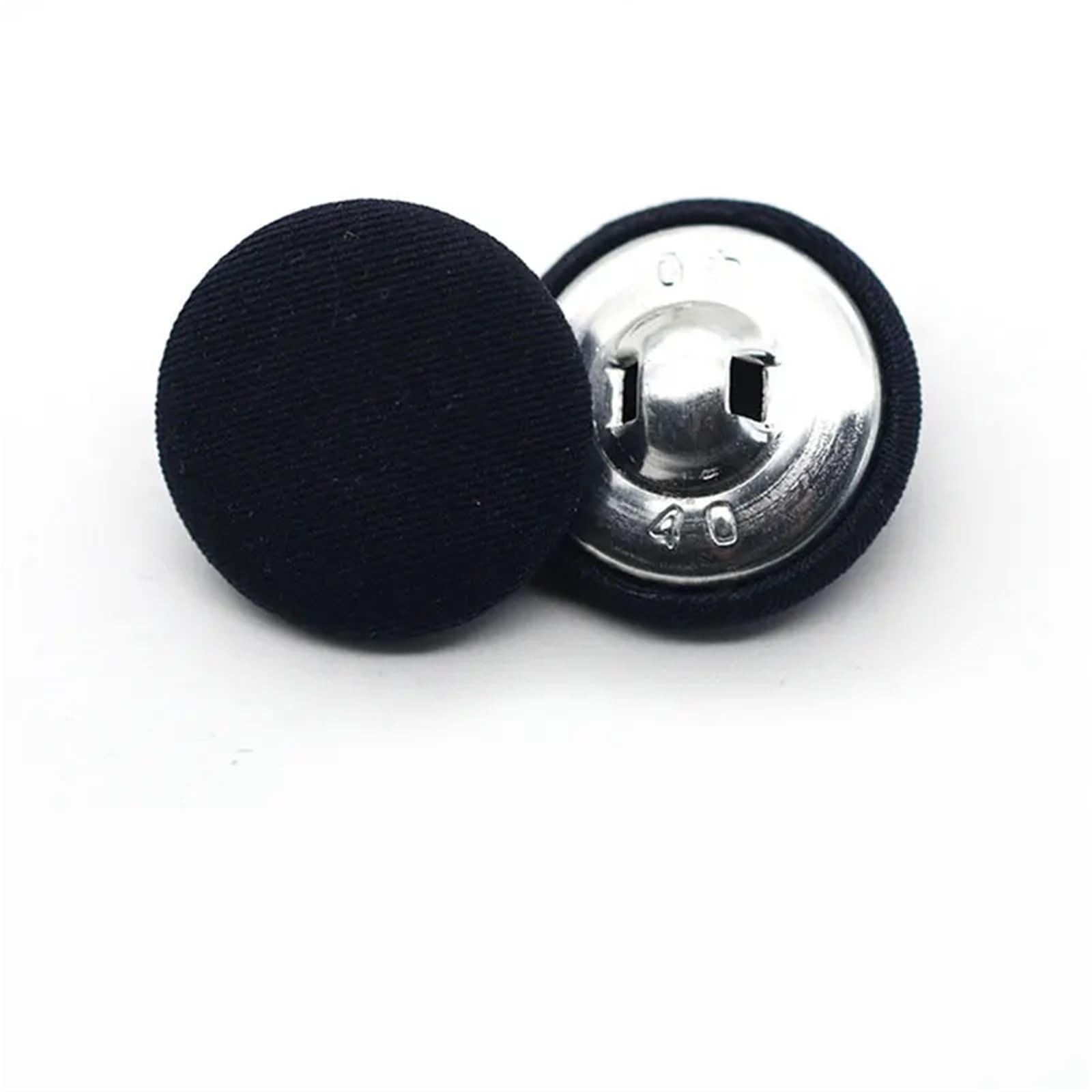 50 botones de aleación cubiertos de tela de aleación de 11/15/18/20/25 mm para abrigo de traje, botones redondos decorativos, accesorios de hebilla de costura (azul marino, 18 mm)