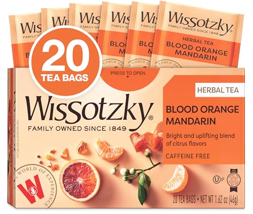 Wissotzky Blood Orange Mandarin Herbal Tea, 20 Tea Bags | Citrus Blend | Caffeine Free Tea | Uplifting & Bright