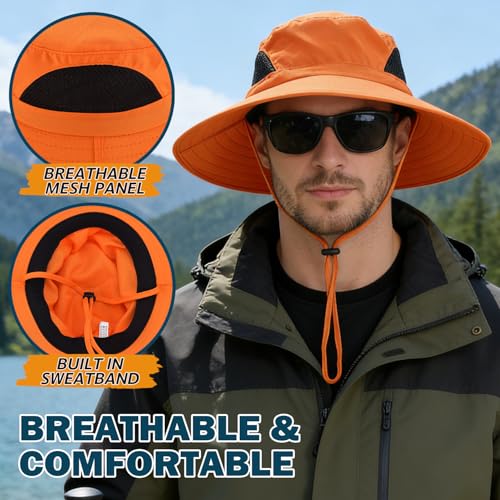 Image of Wide Brim Sun Bucket Hat, Waterproof Boonie Hat for Men & Women | UPF 50+ UV Protection, Adjustable Fit, Chin Strap & Sweatband, Foldable Durable for Fishing Hiking Garden Beach