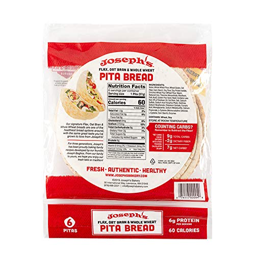 Joseph's Combo Value Pack, Flax, Oat Bran & Whole Wheat, Low Carb Pita Bread, Lavash Bread, and MINI Pita, Fresh Baked (3 Packs Each, 9 Packages Total)