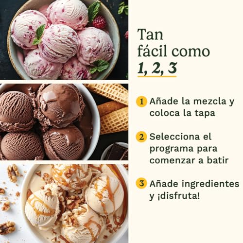 Miniatura 4 de Cuisinart FreezeEase–Máquina de helado automática;3 programas:Helado,Sorbete,Yogur;Sin precongelación;Lista en 40 min;Función de mantenimiento en frío, Compresor 950ml (Nuevo)