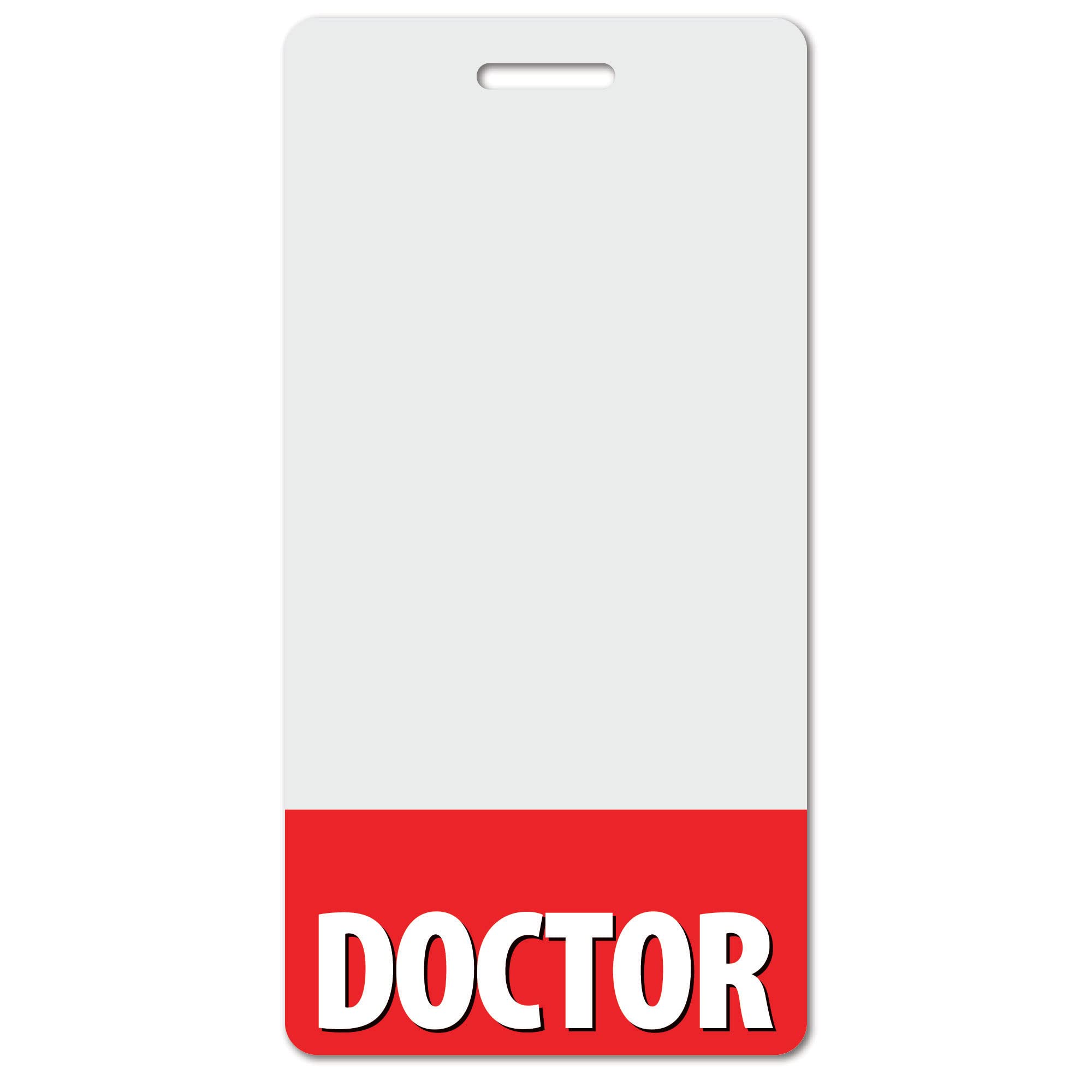 Doctor Heavy Duty Vertical Red (1 Pack) - Spill & Tear Proof Cards - 2 Sided USA Printed Quick Role Identifier ID Tag Backer by BadgeZoo