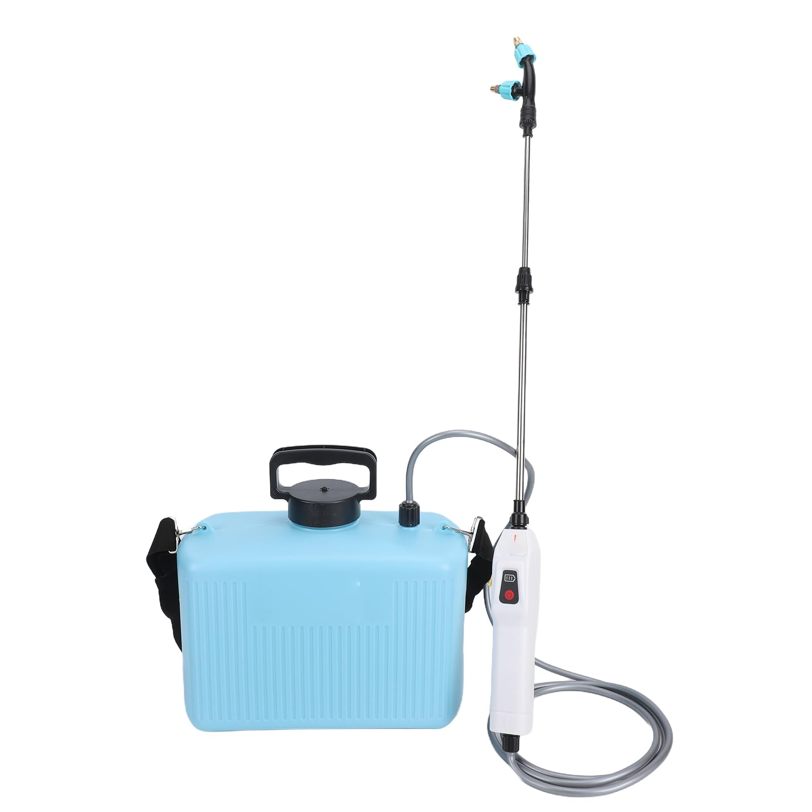 Spruzzatore Alimentato a Batteria, Spruzzatore da Giardino Ricaricabile da 10 Litri 2400 MAh, Pompa Elettrica dell'acqua con 2 velocità 3 Ugelli Bacchetta Estensibile Cinghia Regolabile per