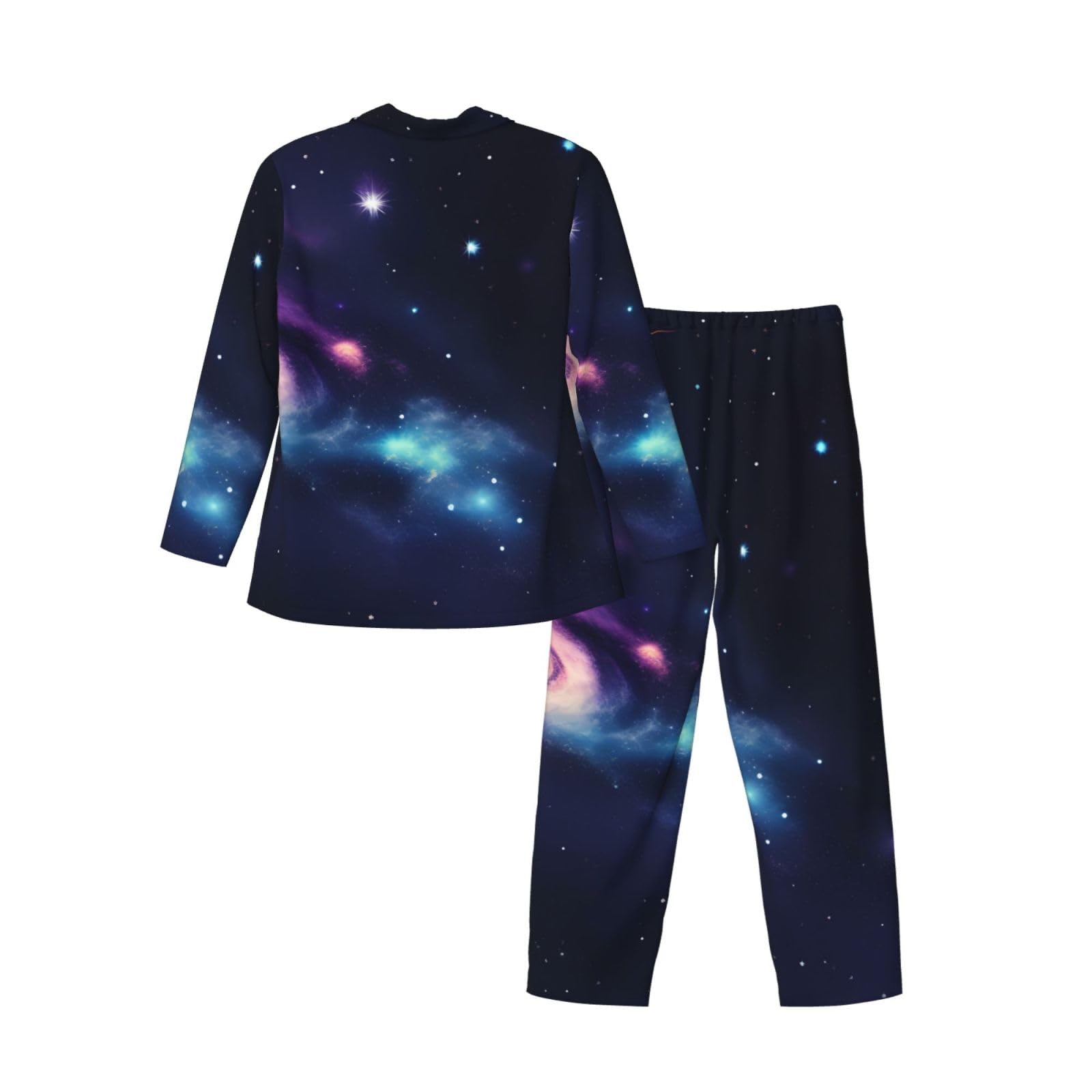 Universe Galaxy Space Print Herren-Pyjama-Set, langärmelig, zweiteilig, Hauskleidung, bequeme Nachtwäsche, Nachtwäsche
