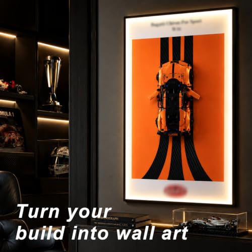 Image of Display Wallboard with Led for Lego Technic Bugatti Chiron Pur Sport 42222 | Display Wall Mount with Led Lights, Home Decor Adult Collectibles Wall Mount, Gift for Car Model Collectors(No Car Included)