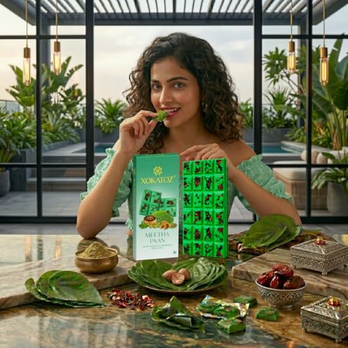 Image of XOKATOZ Exotic Premium Couverture Belgian Chocolate - Meetha Paan Flavoured White Chocolate Bar - Gift Set - Pack of 1, 75g
