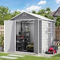 Amopatio 8x6 FT Resin Storage Shed, Grey & White