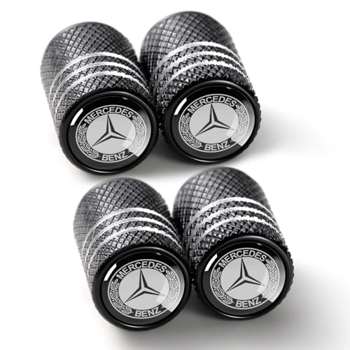 Image of Tire Valve Stem Cap Cover for Mercedes-Benz Belt O-Ring Seal Corrosion Resistant tire Valve caps 4 Pack Black