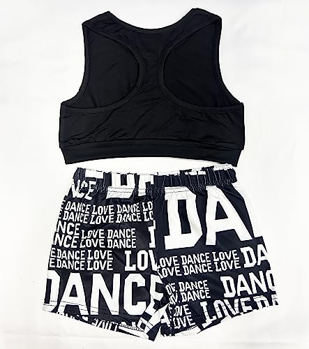 Kids Girls 2pcs Dance Outfit Racer Back Crop Top with Shorts Clothing Sets for Sport Gymnastic Dancing Swimming2