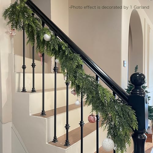 Christmas Cedar Garland Artificial Realistic Green Faux Real Touch Winter Pine Garland for Mantle Fireplace Wall Table Indoor Outdoor Decoraiton 6FT