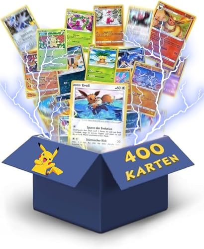 400x Pokémon Karten Deutsch 20 Holo oder Reverse Holo - 330x Common - 50x Energiekarten Originale Karten aus aktuellen Sets Zufällige Auswahl Sammelkarten + Heartforcards Versandschutz