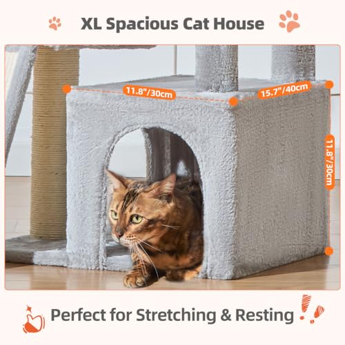 Torre para gatos interior Taoqimiao 140 cm robusta gris miniatura 5