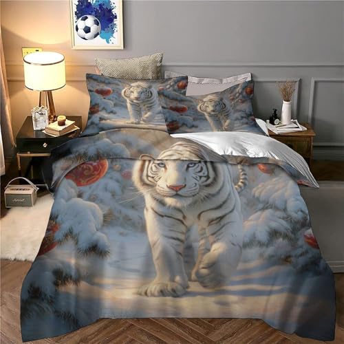 Parure de lit caniche blanc housse de couette 3D pour les couples amoureux