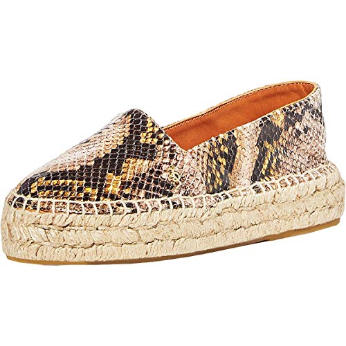 Kurt Geiger Womens Morella Leather Snake Print Espadrilles Yellow 8 Medium (B,M)