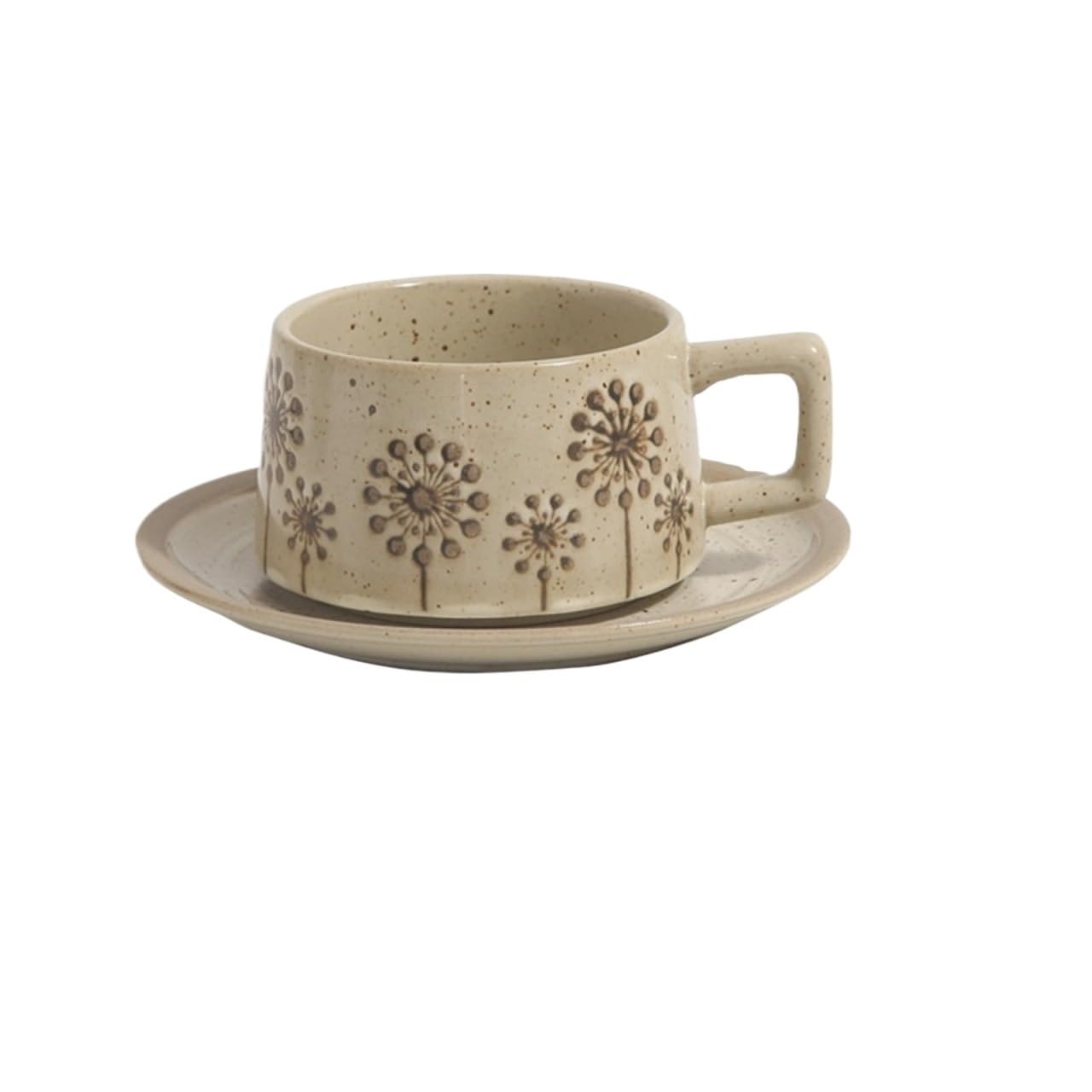 LIBANGRONG-888 Mugs Household Retro Pattern Coffee Cup Oatmeal Milk Breakfast Restaurant Ceramic Commercial Mug with Saucer Milk Tea Cup