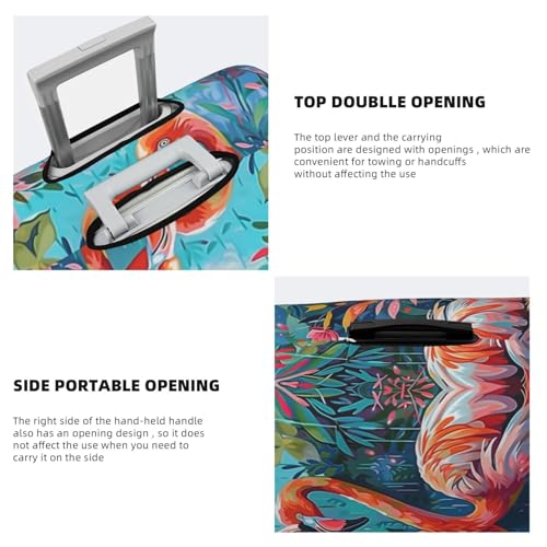 Romantic Flamingo Pair Travel Luggage Covers - Elasticity Suitcase Covers Protector for Luggage 18-32 Inch4