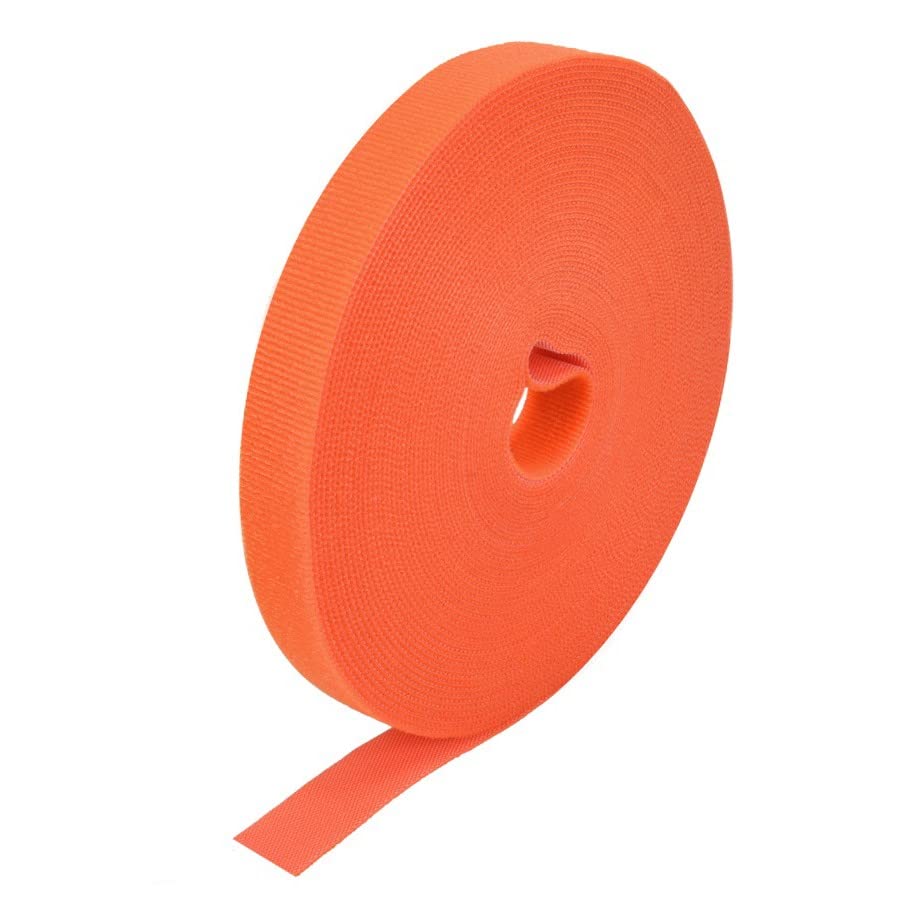 DIGITMON 50Ft 0.8" Width Hook and Loop Fastening Strap Tape Cable Tie Roll (Orange)