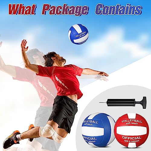 Image of Lenwen 2 Pack Volleyball Official Size 5, Blue-White, Red-White