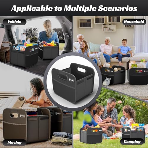 Image of Sposuit Trunk Organizer for Car - Split Car Storage Organizer, Black, 2 Pcs | Reinforced Handles, Collapsible Small Trunk Storage, SUV Trunk Organizers for Grocery Cargo, Non-Slip Bottom