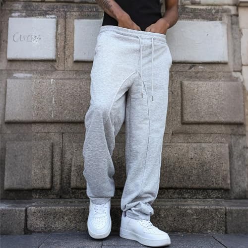Baggy Sweatpants Men Men's Drawstring Waist Straight Wide Leg Pants Workout Athletic with Pocket4