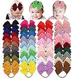 WillingTee HAIRBAND 40Pcs Baby Girl Nylon Headbands Bows, 4.5Inch Big Hair Accessories for Baby Girls Newborn Infant Toddler Child, One-size-fits-all, 40 Colors