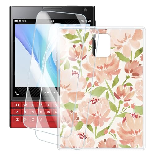 OAGELIM 2 Pack Protège-Écran + Coque Compatible avec Blackberry Passport Q30 (4.5 Pouce) Coque Impression Artistique Personnalisée et Film Verre Trempé...