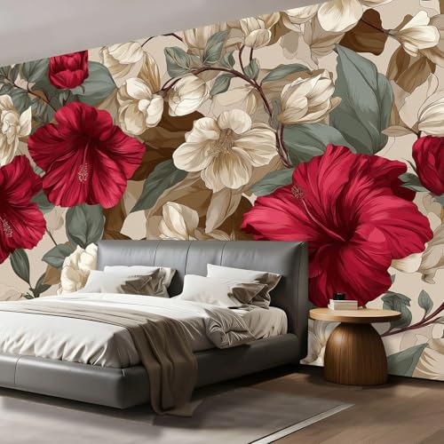 Papier peint intissé fleurs rose grand format pour décoration murale - 6