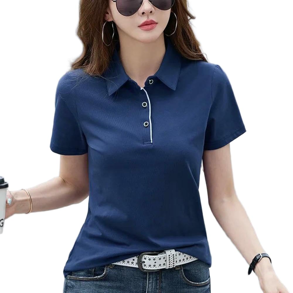 Camiseta de algodón para mujer GLDFW acabado premium de patchwork suave estilo liso elegante 8