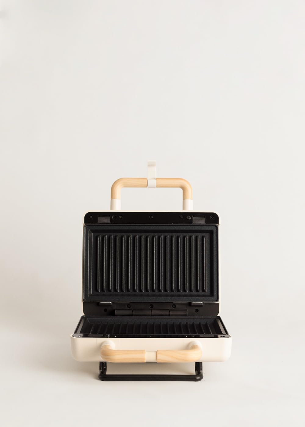 CREATE/STONE STUDIO/Tostiera per panini, grill e waffle Bianco sporco / 3 piastre intercambiabili: Grill, waffle e panini, antiaderente, apertura 100º, retro, 800W
