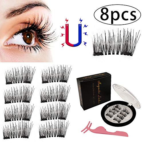 Dual Magnetic Eyelashes Natural Look,No Glue False Eyelashes (8 pc with tweezers)
