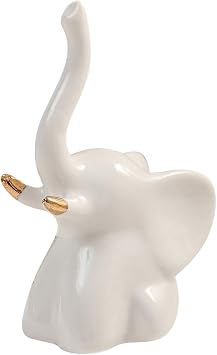 Garden Lights Ornaments Ceramic Elephant Home D cor Shelves, Coffee Table, Living Room - Small Cute Figurines Statue Gold and White 1 Pair Garden Wall Ornaments Outdoor White, One Size