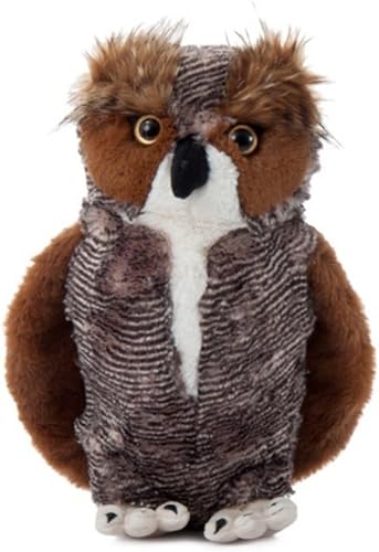 The Petting Zoo Gran peluche de búho con cuernos, regalos para niños, animales salvajes de Onez salvaje, juguete de peluche de búho con cuernos de 9