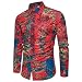 Produktbild DuangDuang Frühling Neu Herren Langarmshirt Mode Casual Trend Slim Herrenhemd Blumenhemd Slim Langarmshirt Männer Gr. XXL, rot