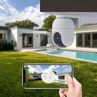 EZVIZ Telecamera Wi-Fi Esterno 1080p, Telecamera Motorizzata per Esterni con Copertura a 360°, Visione Notturna a Colori, Rilevamento di Persone, Tracciamento Automatico, Alexa/Google, C8c 2MP