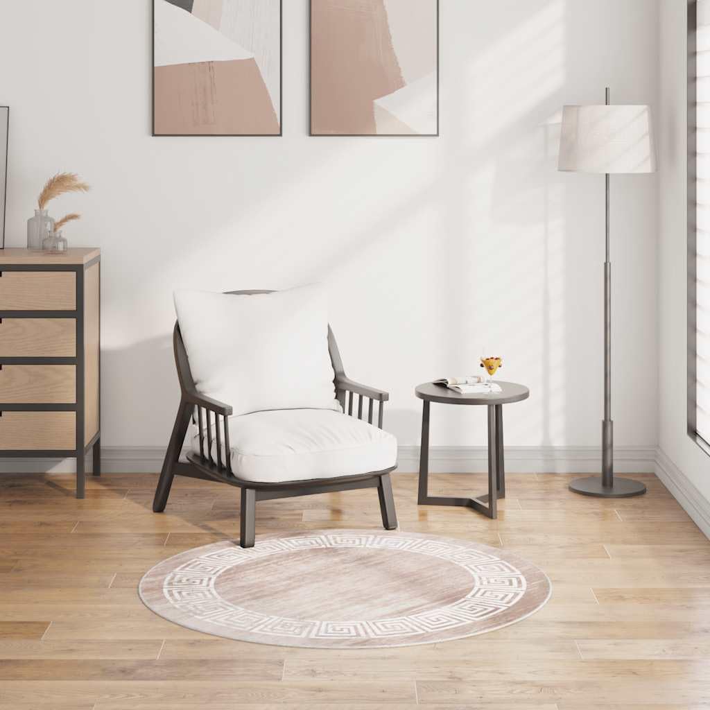 Tapis réduction du bruit 120cm lavable et antidérapant en velours beige