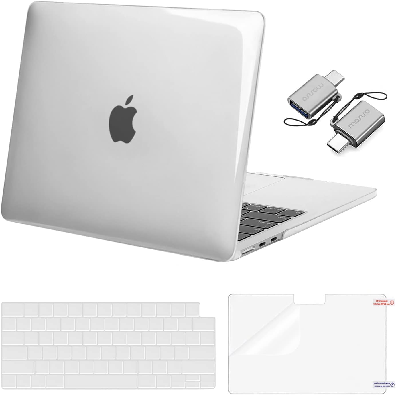MOSISO Compatible with MacBook Air 13 inch Case 2026 2025 2024-2022 M4 A3240 M3 A3113 M2 A2681, Plastic Hard Shell&Keyboard Cover&Screen Film&Type C for MacBook Air 13.6 inch Case,Crystal Clear