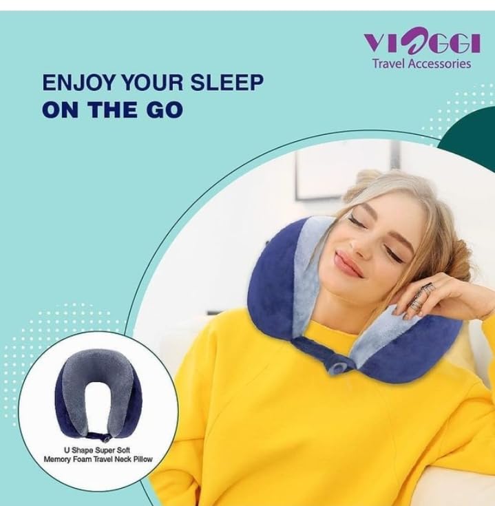 Image of Viaggi U Shape Super Soft Memory Foam Travel Neck Pillow for Neck Pain Relief Cervical Orthopedic Use Comfortable Neck Rest Pillow - Brown