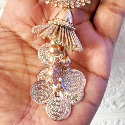Image of Adikala Craft Store Handmade Ethnic Silk Latkan Tassel Set of 2 for Saree Pallu, Blouse, Suits, Dupatta, Lehenga Decor | Wedding Festival Occasion (Rose Gold Mirror)