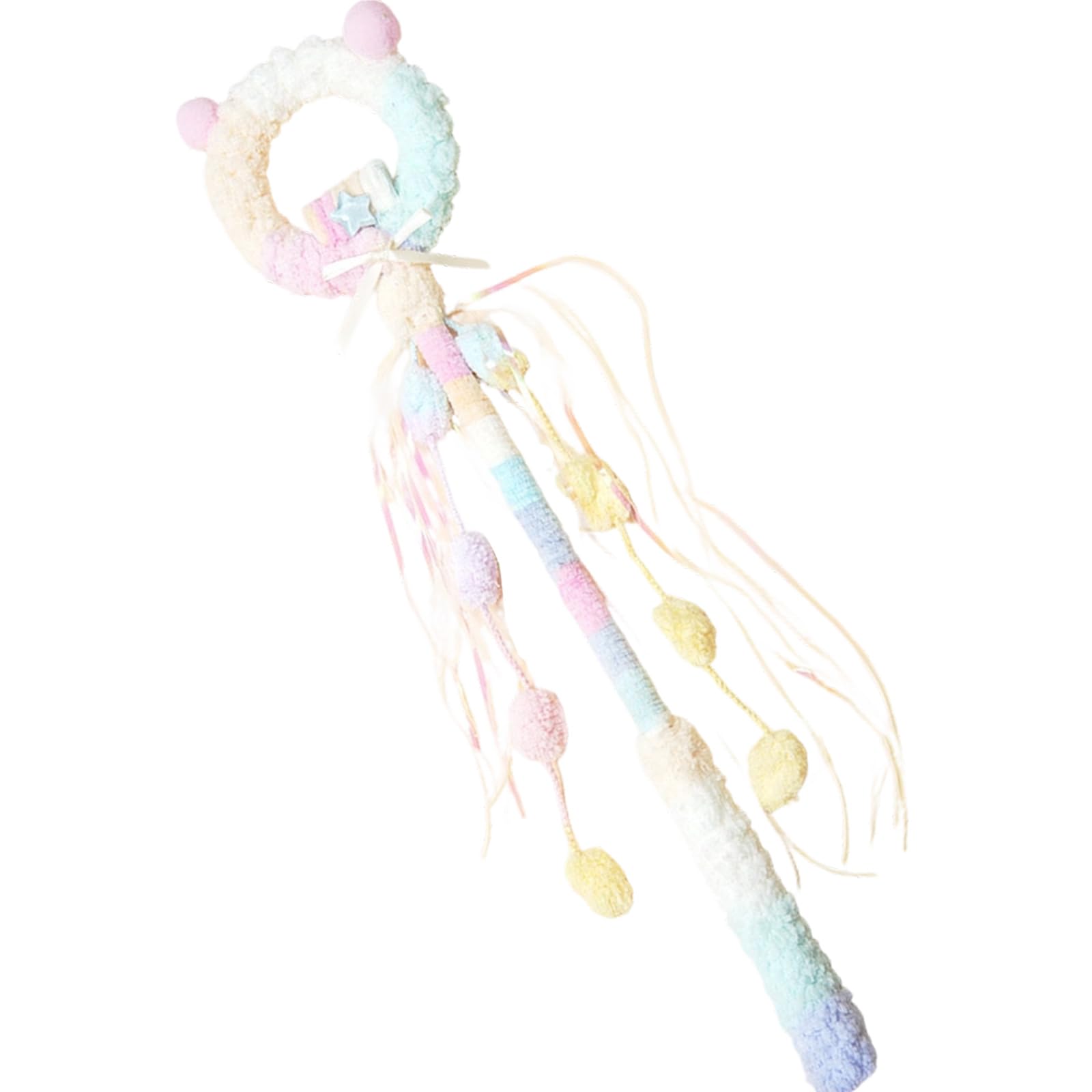 LUCKGONI Interactive Cat Teaser Toy Wand with Tassels Plush Wrapped for Indoor Play Teaser Cats Wand Stick