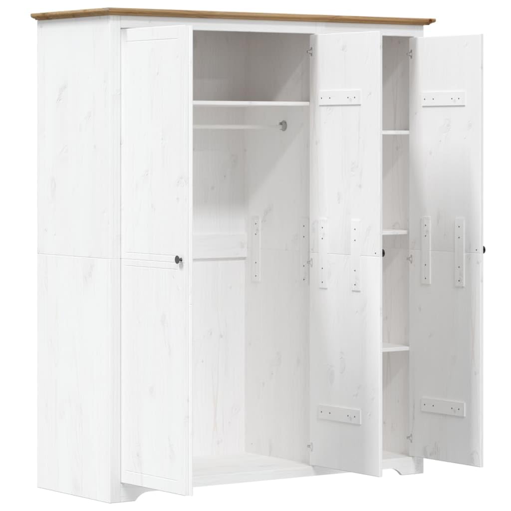 Szafa o dużej wytrzymałości w kolorze białym i brązowym - 151,5 cm Solid Pine Wood Storage Closet with Dust-Proof Doors for Bedroom nization & Stylish Fur Solutions