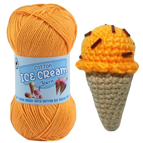 Image of NESTNHAVEN Cotton Ice Cream Yarn - (100g, 250m)- Luxury Yarn for Amigurumi, Embroidery, Toys, Garments, Flowers and Hobby Projects (Sunset Orange)
