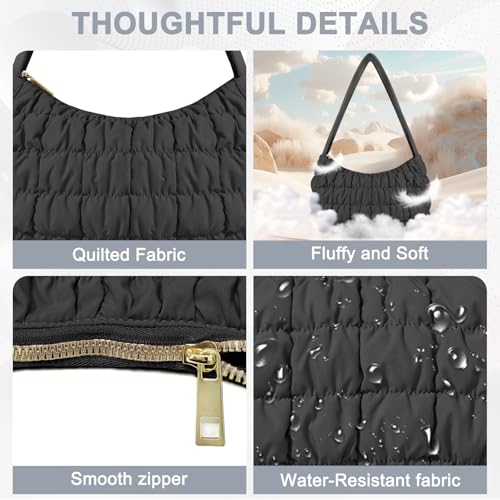 Image of Puffer Tote Bag, Small Tote Purse Lightweight for Everyday Hobo Handbag