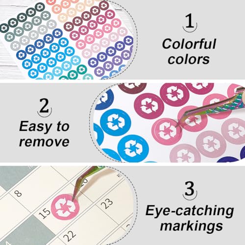 BENECREAT 1650 Stickers Trash Planner Stickers Small Recycle Logo Icon Stickers, 1/3" Diameter - Image 4