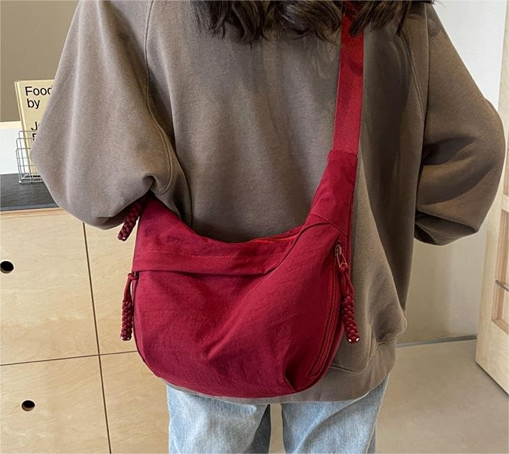 Image of Nylon Crescent Crossbody Bag for Women Shoulder Tote Handbag Casual Sling Bag Dumpling Purse Bag for Outdoor Travel