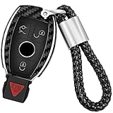 T-carbon Key Fob Cover Keychian Compatible with Mercedes Benz,Real Carbon Fiber Key Fob Protector fits for Benz SLC SLC ,Key Case fits for Benz A B C S GLE GLC GLA GLS Class,Black